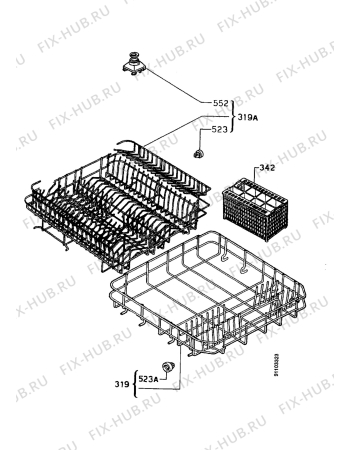 Взрыв-схема посудомоечной машины Zanussi ZW4104 - Схема узла Baskets, tubes 061